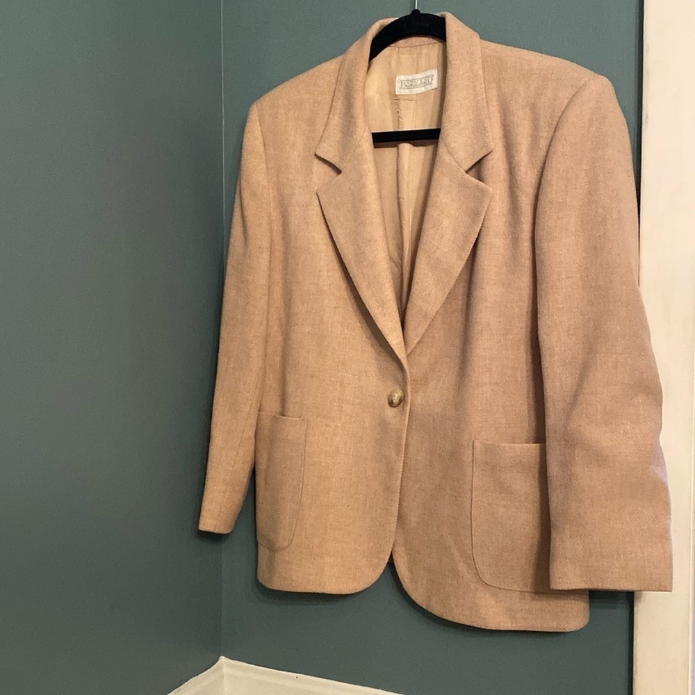 Vintage Lands end women’s blazer - 4P - tan - wool - made in USA